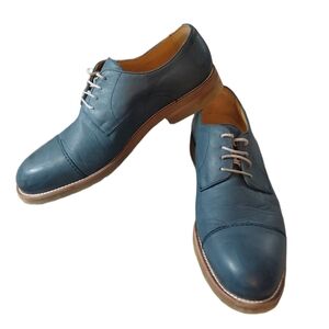 Ron White Blue Leather Oxfords Men's Size 11 Lace Up Shoes